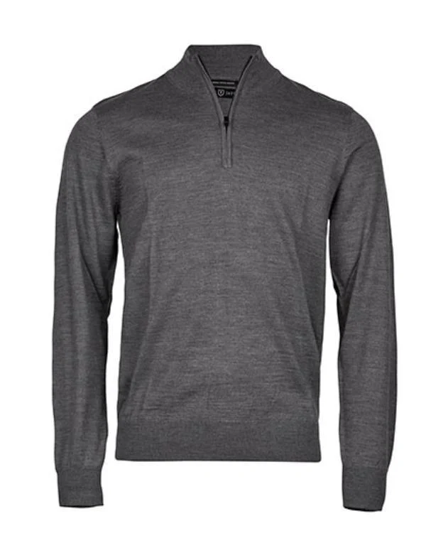 Tee Jays - Merino wol Half Zip - Grey Melange