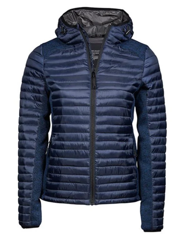 Tee Jays - Dames Hooded Outdoor Crossover Jacket - Navy/Navy Melange