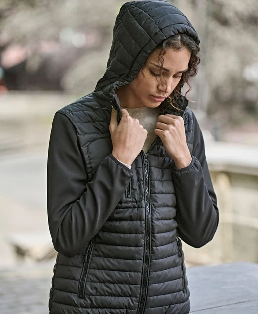 Tee Jays - Dames Hooded Crossover Jacket - Black/Black