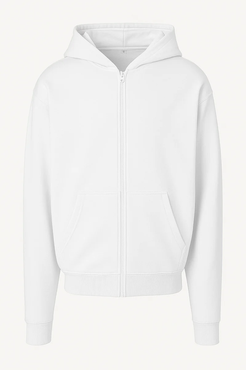 Build Your Brand - Ultra Heavy Hoodie met Rits - White
