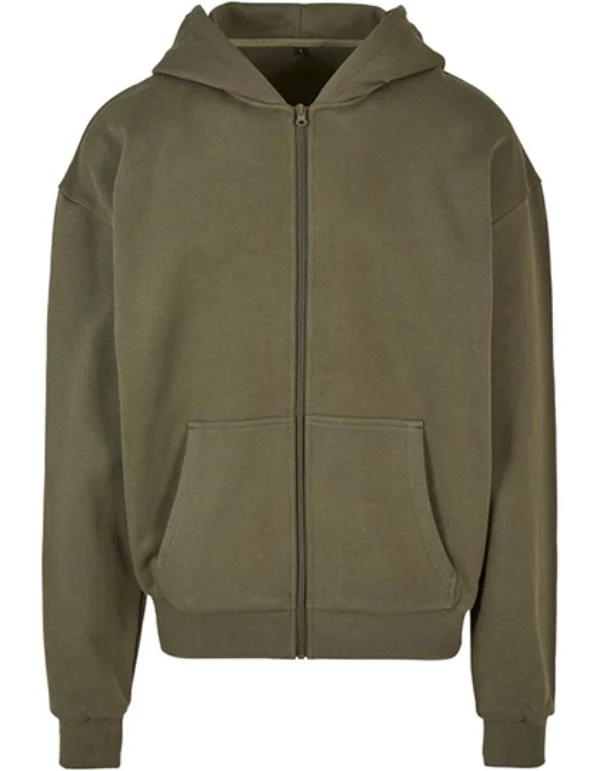 Build Your Brand - Ultra Heavy Hoodie met Rits - Olive