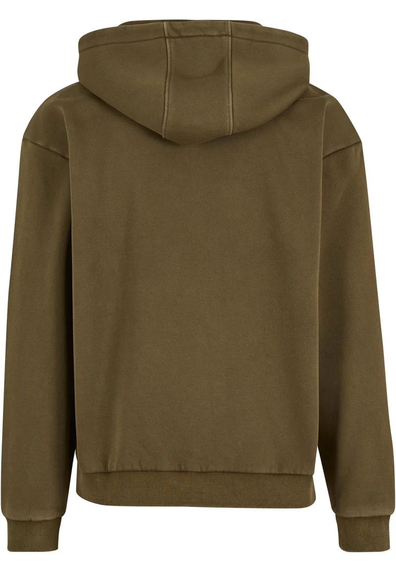Build Your Brand - Vintage Heavy Hoodie met Rits - Warm Khaki