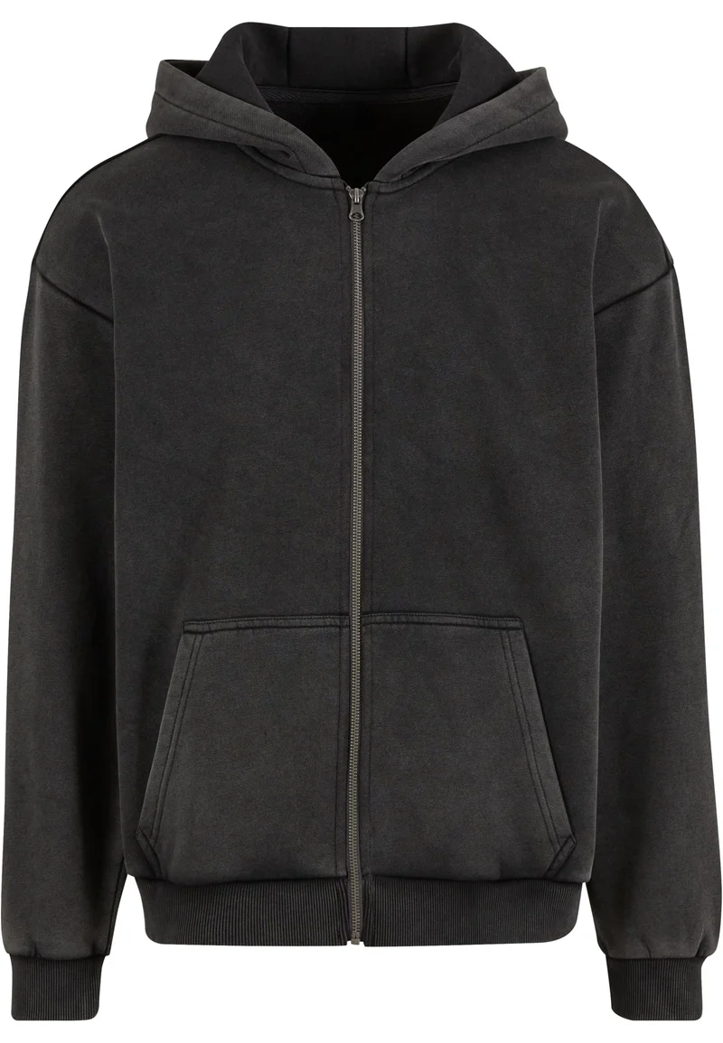 Build Your Brand - Vintage Heavy Hoodie met Rits - Magnet