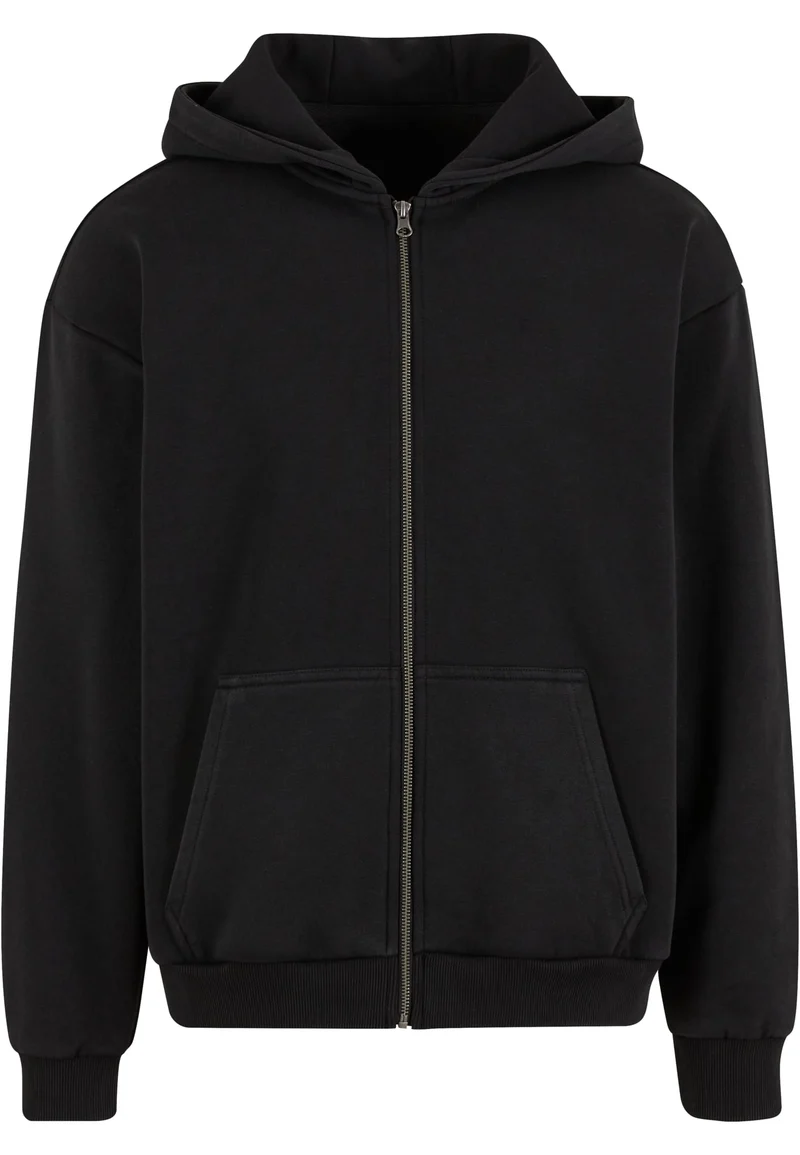 Build Your Brand - Vintage Heavy Hoodie met Rits - Black