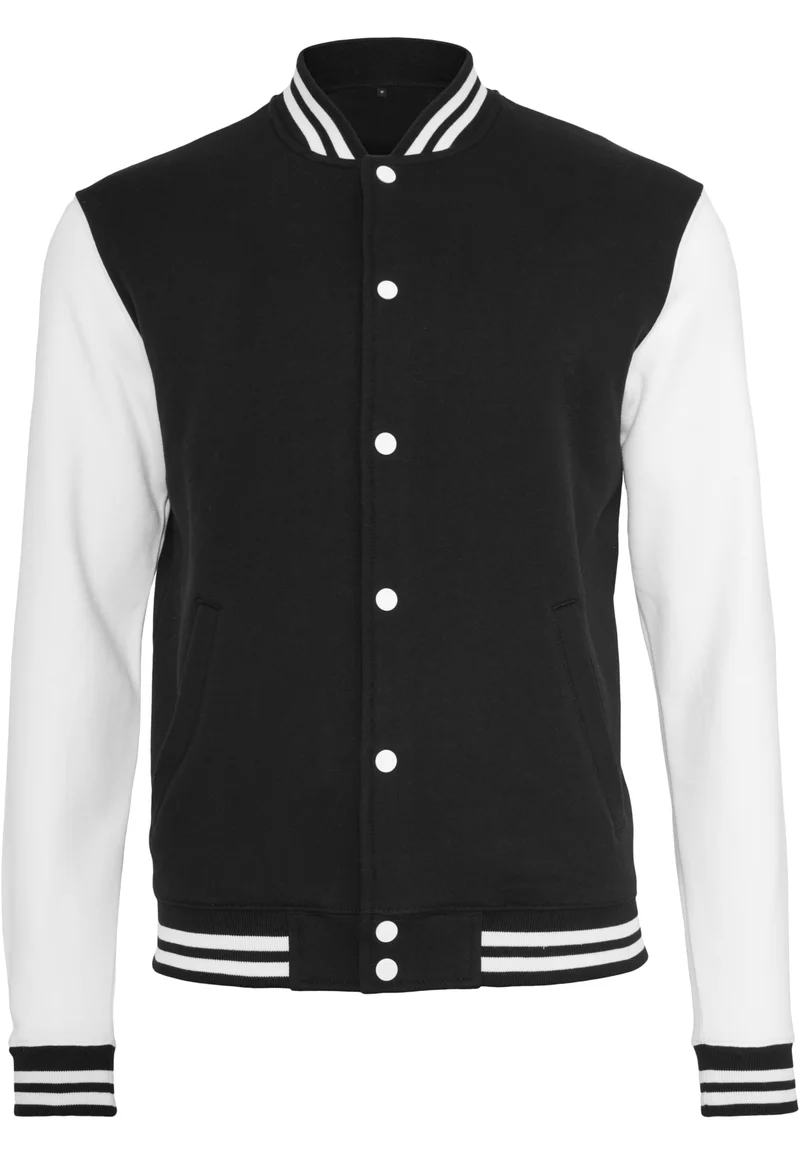 Build Your Brand - Sweat College Jacket - Black/White