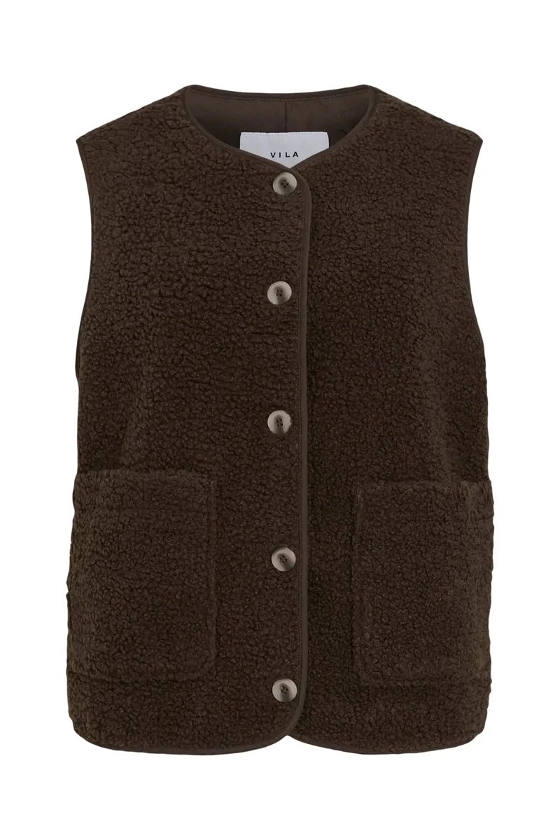 Vila - Viada Teddy Waistcoat - 4889823 Coffee Bean