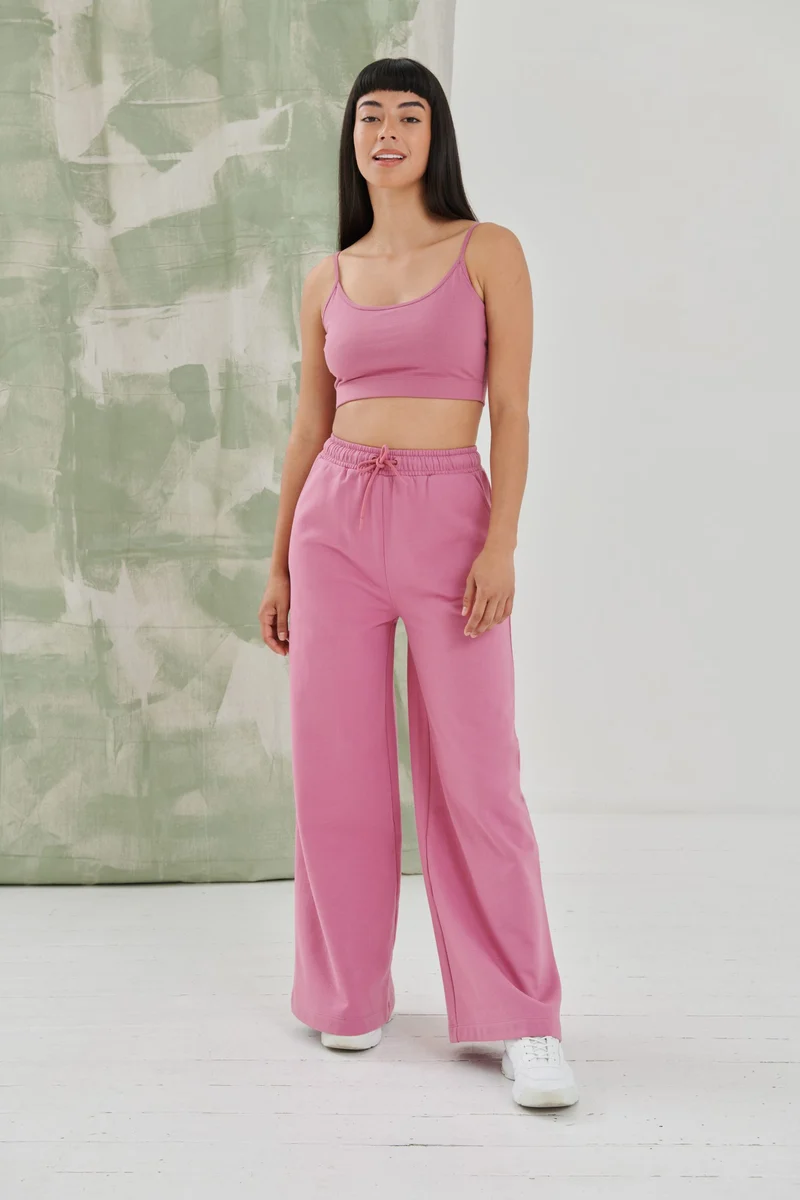 SF Women - Sustainable Dames Wide Leg Joggingbroek - Dusky Pink