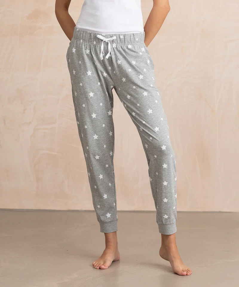 SF Women - Cuffed Dames Lounge Broek - Heather Grey/White Stars