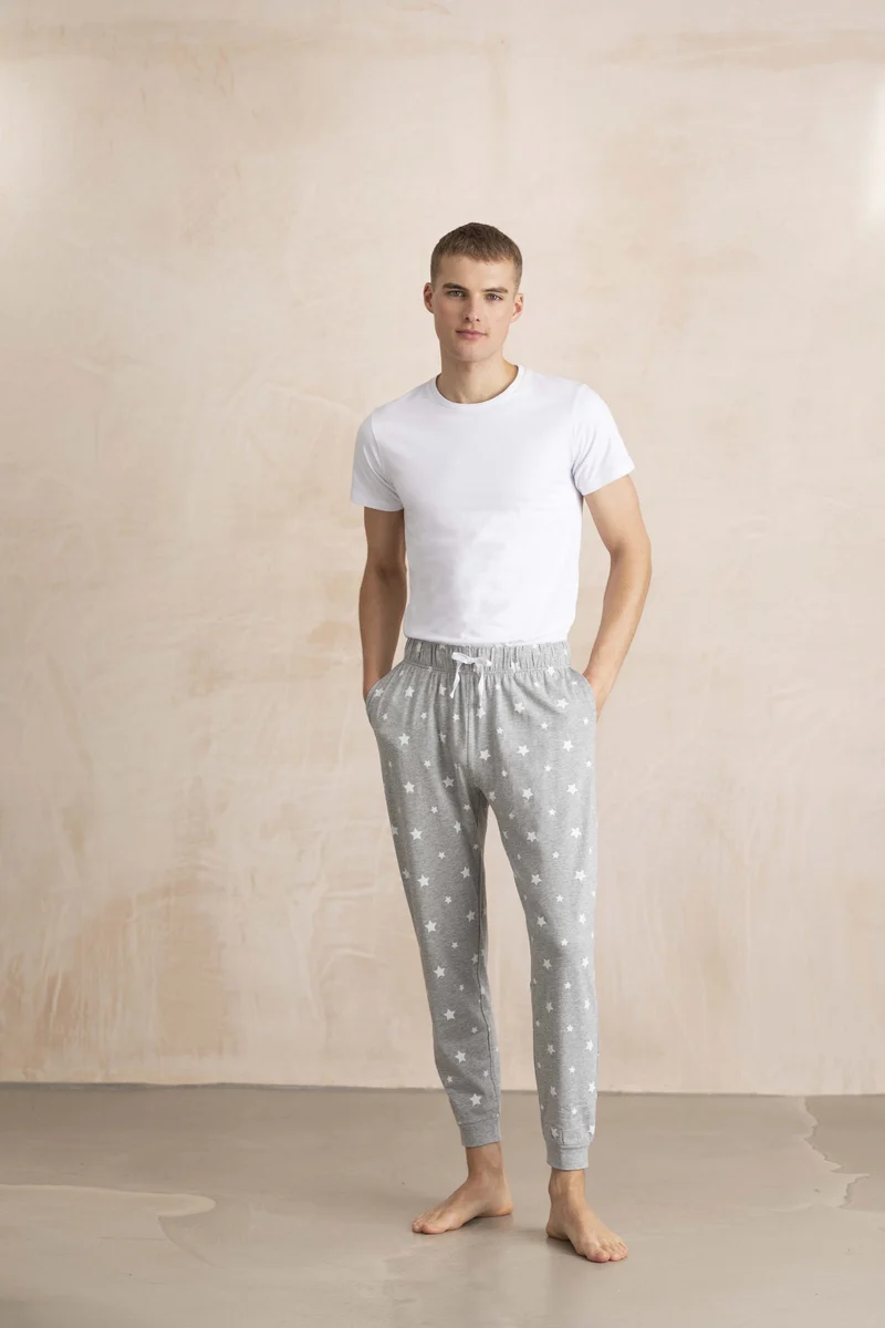 SF Men - Cuffed Lounge Broek -Heather Grey/White Stars