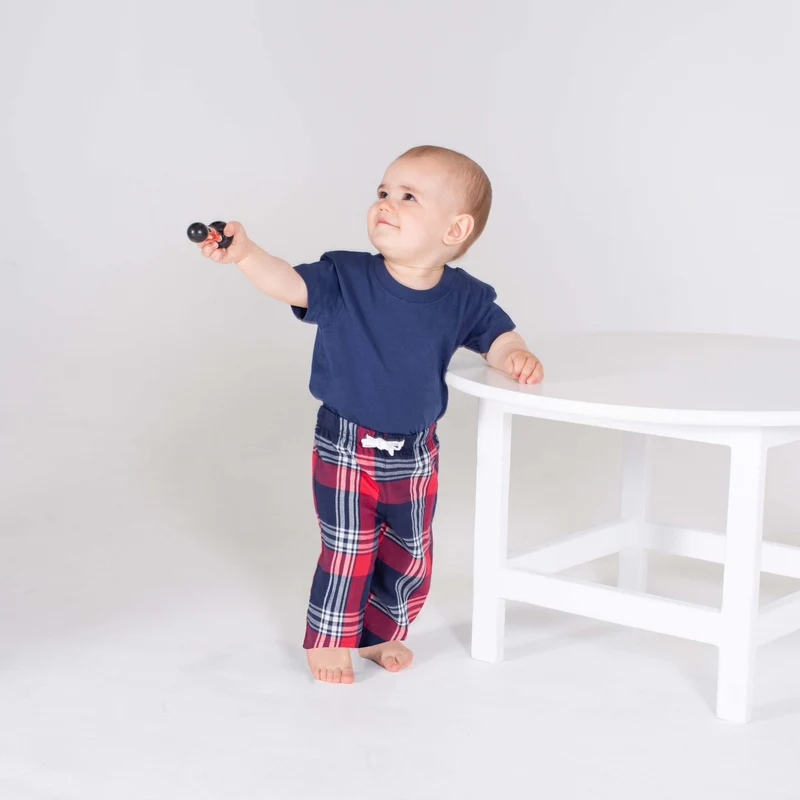Larkwood - Tartan Baby Lange Broek - Red-Navy Check