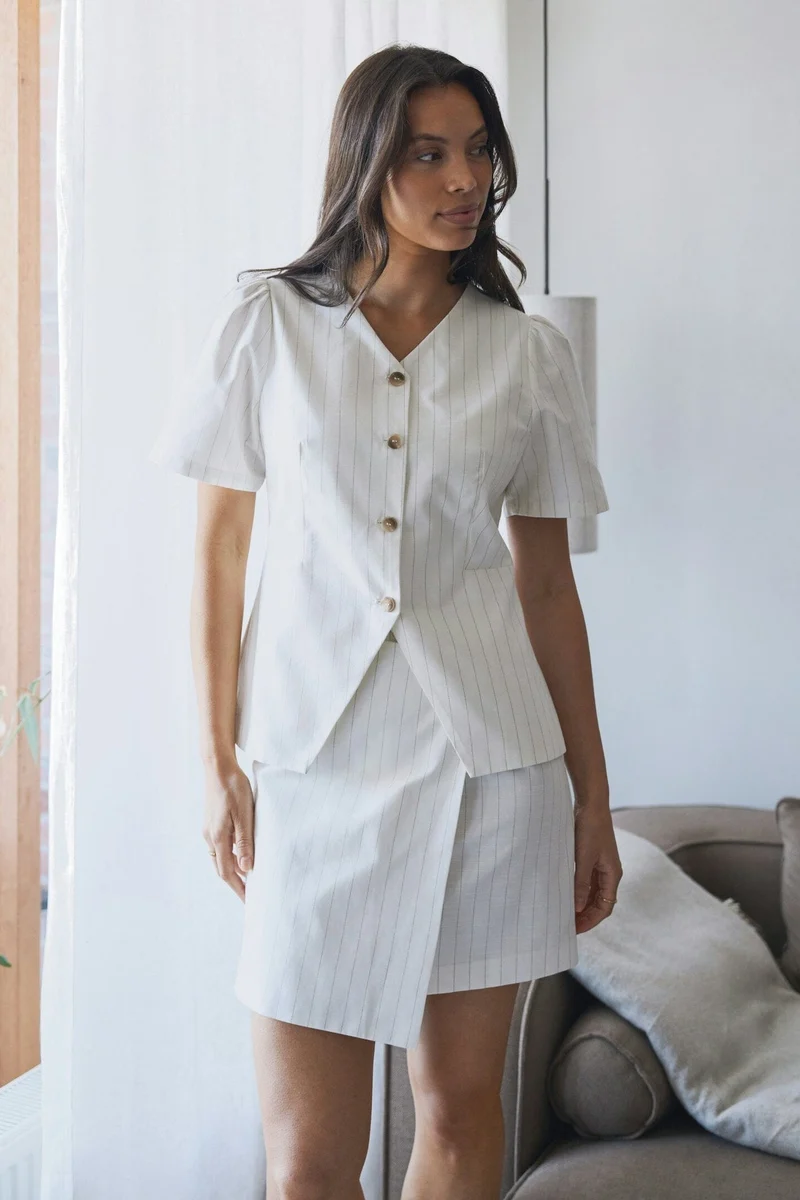 Neo Noir - Jules Summer Stripe Blouse 168850 - 979 - Taupe Stripe