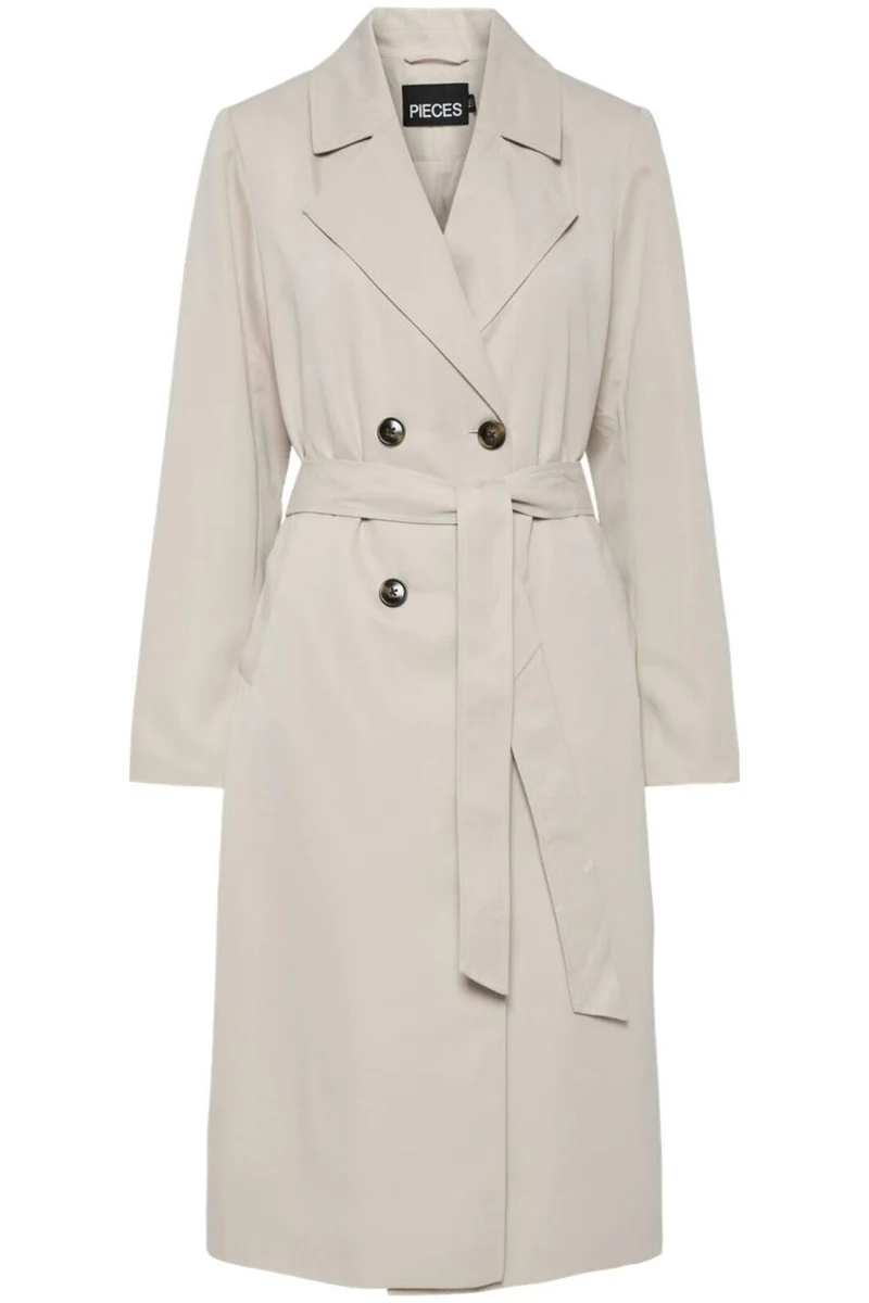 Pieces - Pcscarlett Ls Trenchcoat - 4397233 Silver Gray