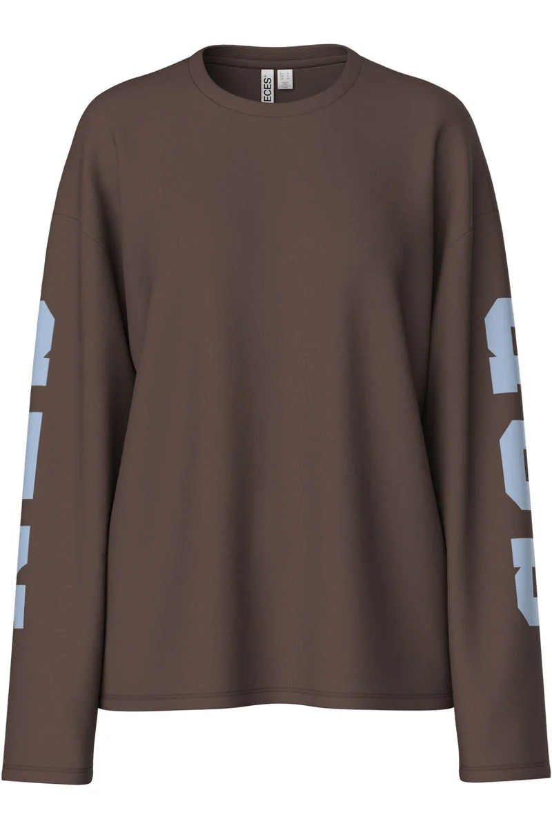 Pieces - Pcria Fany Ls T-Shirt - 5139328 Hot Fudge Copenhagen