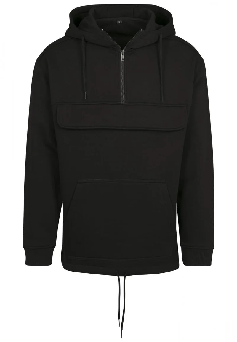 Build Your Brand - Sweat Pullover Hoodie met halve Rits - Black