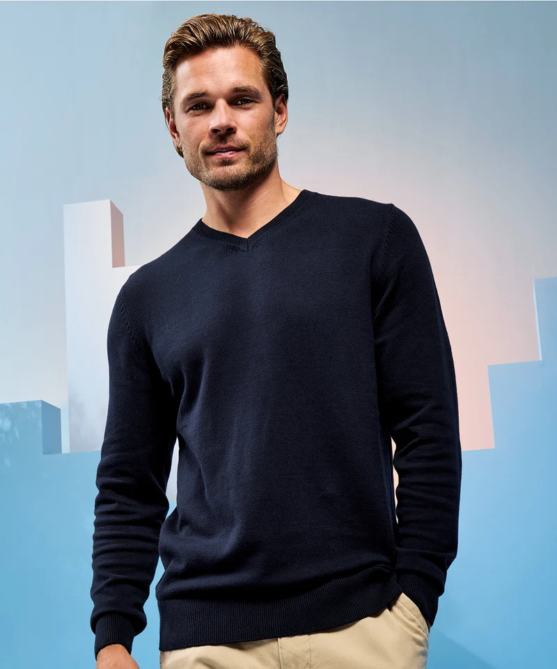 Asquith & Fox - Cotton Blend V-Hals Sweater - French Navy