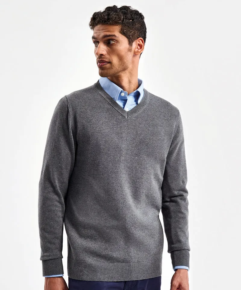 Asquith & Fox - Cotton Blend V-Hals Sweater - Charcoal