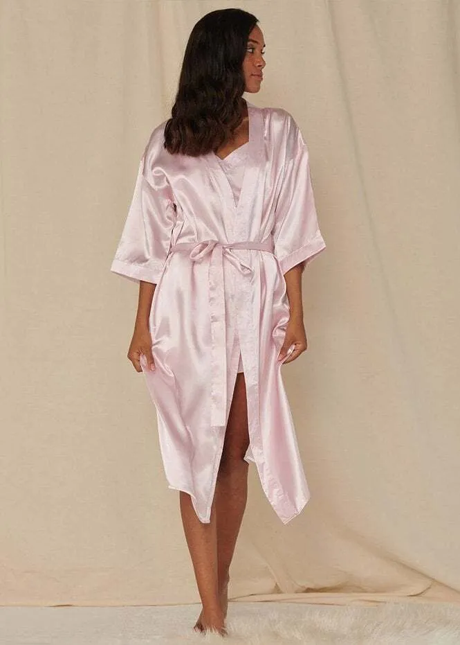 Towel City - Satijnen Dames Badjas - Light Pink