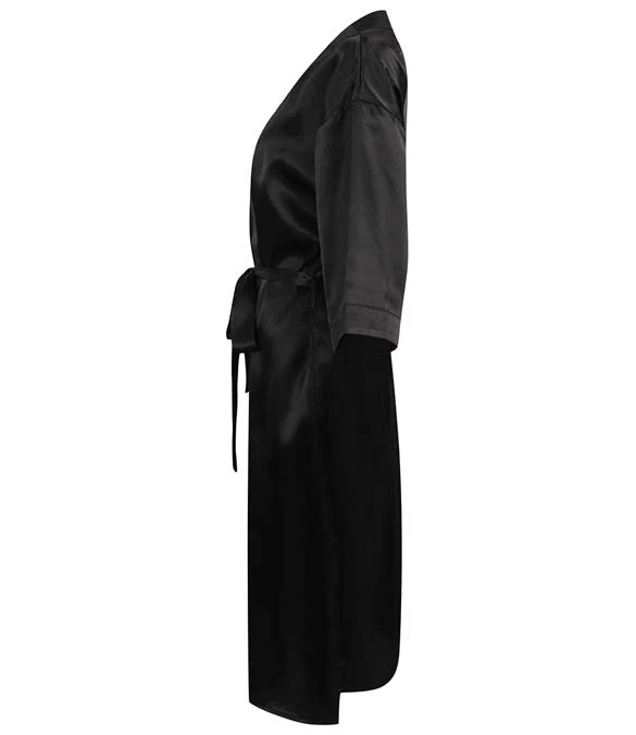 Towel City - Satijnen Dames Badjas - Black