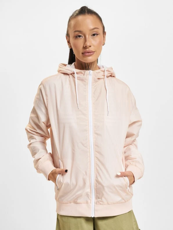 Build Your Brand - Windrunner Dames Jas met Rits - Light Pink/White