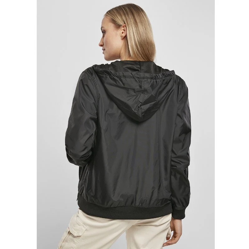 Build Your Brand - Windrunner Dames Jas met Rits - Black/Black