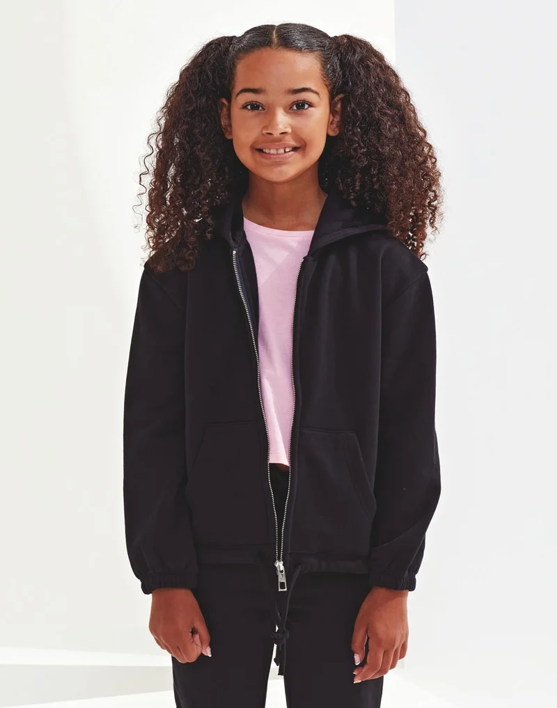 Tri-Dri - Cropped Overzised Kinder Hoodie met Rits Recycled - Black