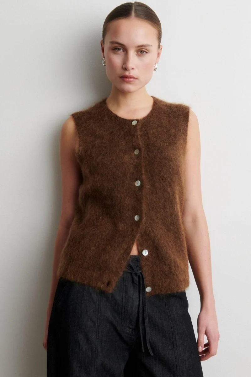 Second Female - Brook Knit Button Vest 61122 - 6157 Carafe