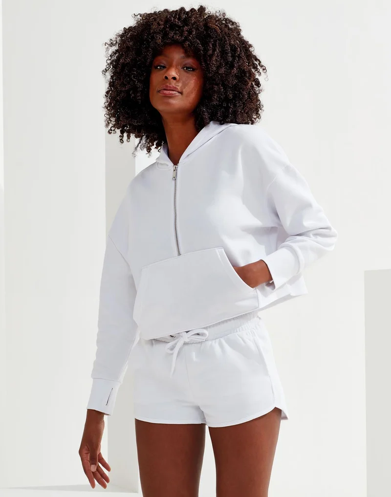 TriDri - Dames Hoodie met halve Rits - White