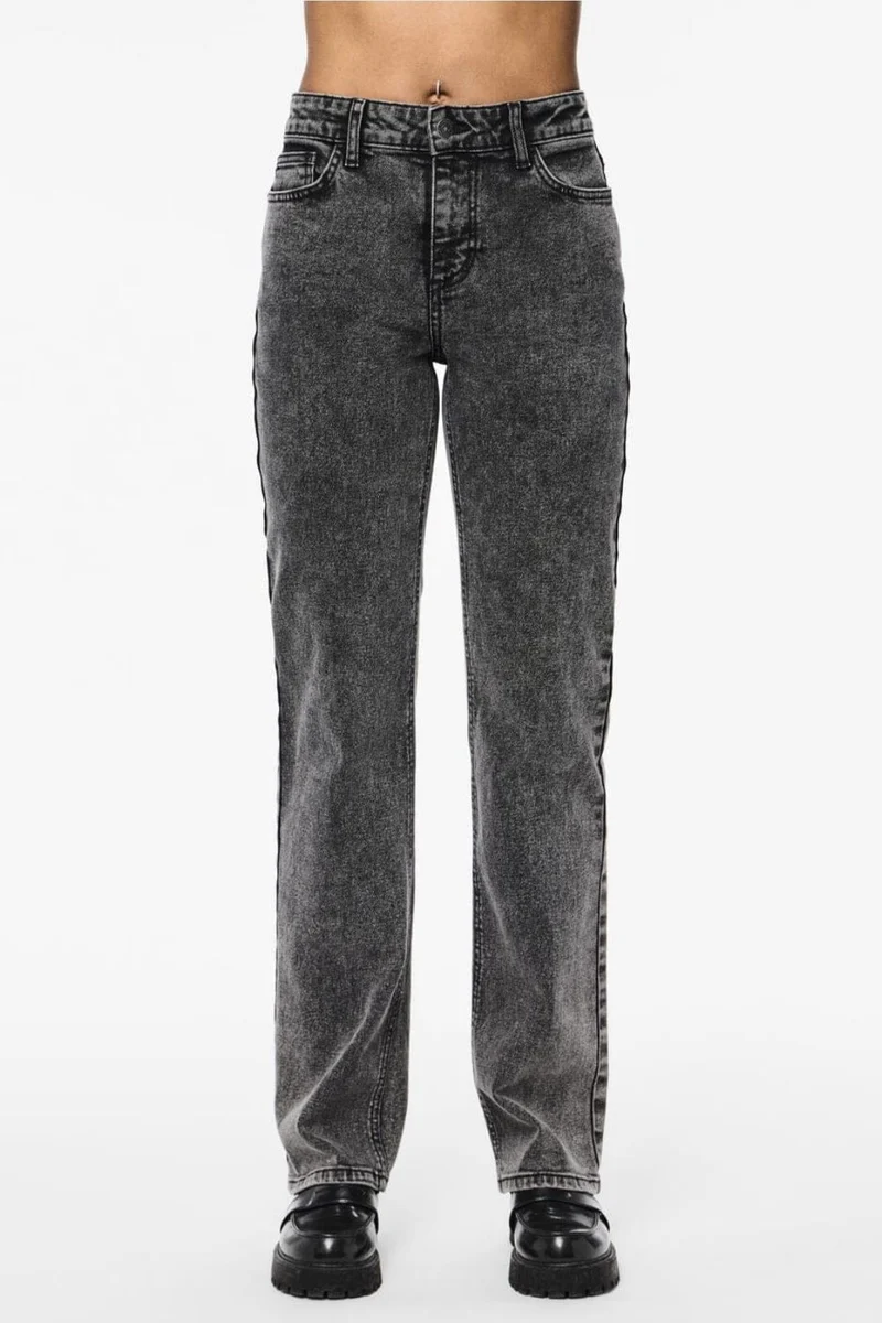 Pieces - Pckelly Straight Jeans Dg202 - 4542238 Dark Grey Denim