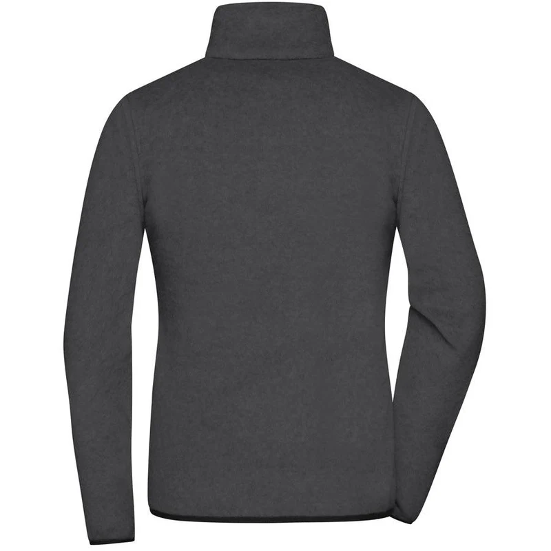 James & Nicholson - Fleece Dames Jas - Dark Melange/Black