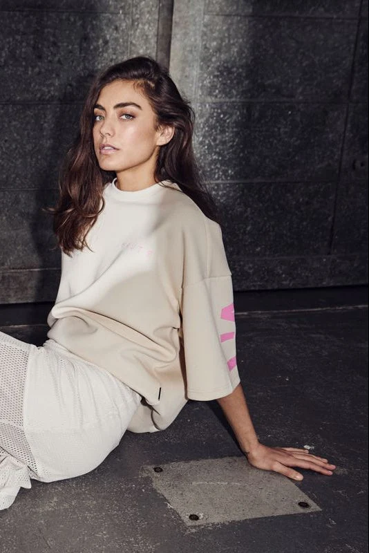 Haute L'Amitié - Maxi Split Ss Logo Sweat HL10461 - Pearl /Pink
