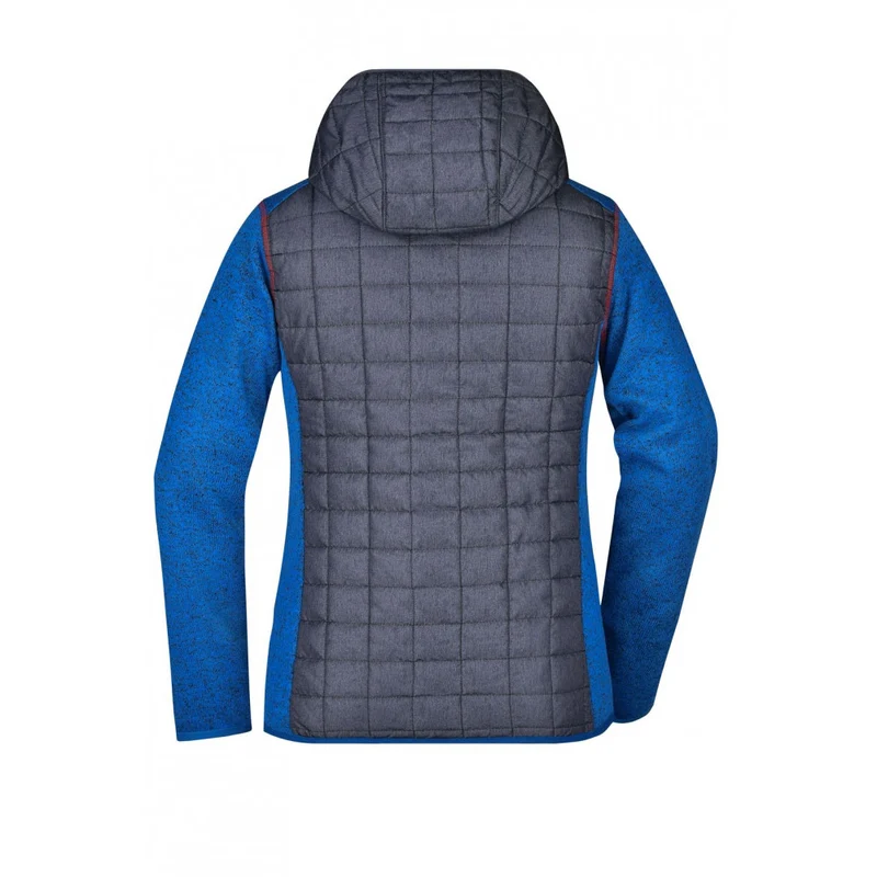 James & Nicholson - Knitted Hybrid Dames Jas - Royal Melange/Anthracite Melange