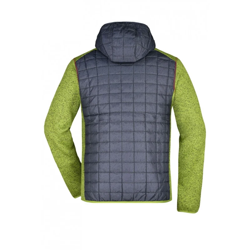 James & Nicholson - Knitted Hybrid Jas - Kiwi Melange/Anthracite Melange