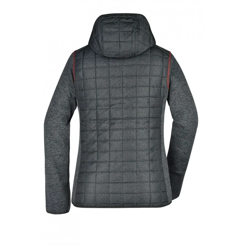James & Nicholson - Knitted Hybrid Jas - Grey Melange/Anthracite Melange