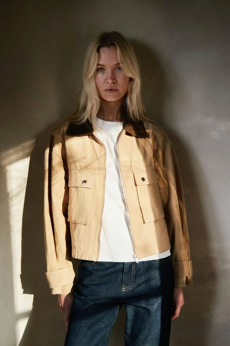 Neo Noir - Rivera Canvas Boxy Jacket 164402 - 213 - Sand