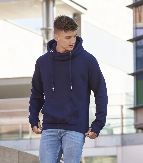Just Hoods - Cross Neck Hoodie - Oxford Navy