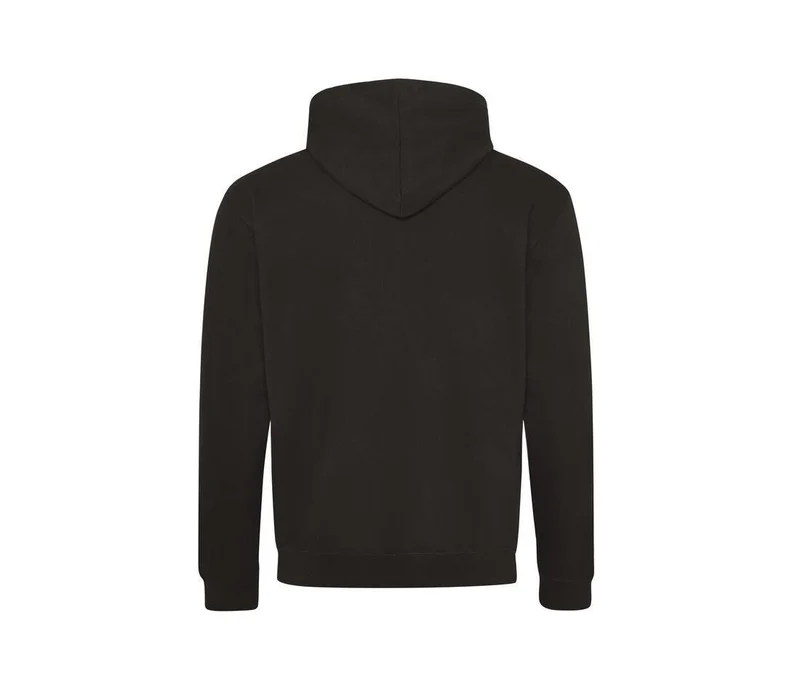 Just Hoods - Varsity Hoodie met Rits - Jet Black/Orange Crush