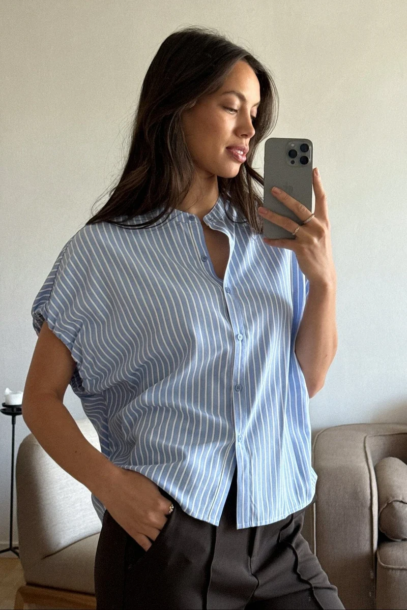 Neo Noir - Englana Stripe Blouse 166460 - 145 - Light Blue