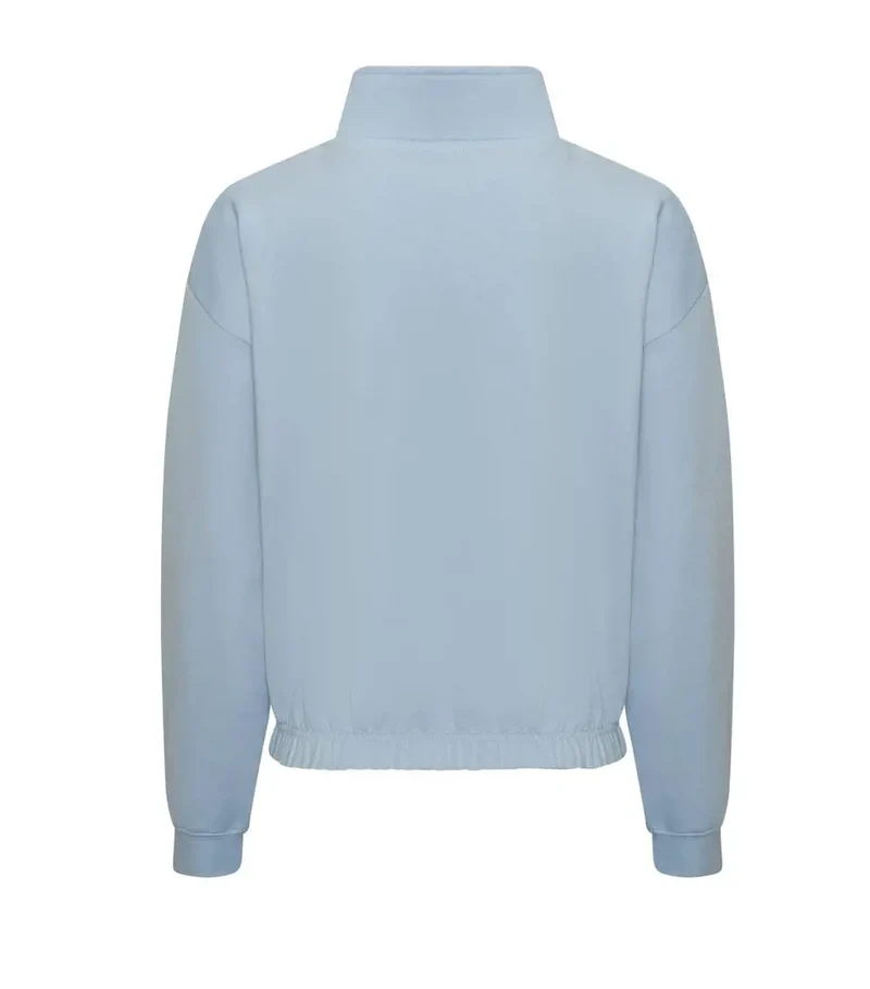 Just Hoods - Cropped 1/4 Dames Zip Sweater - Sky Blue