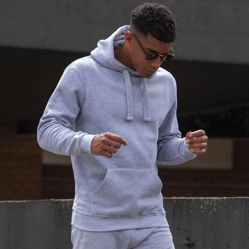 Just Hoods - Cross Neck Hoodie - Heather Grey
