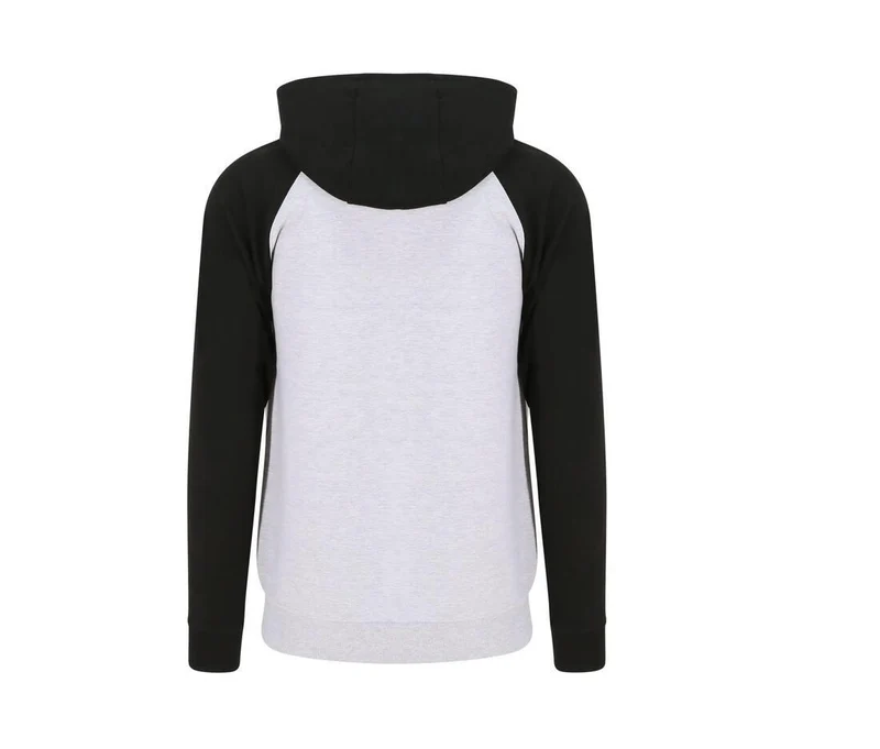 Just Hoods - Baseball Hoodie met Rits - Heather Grey/Jet Black