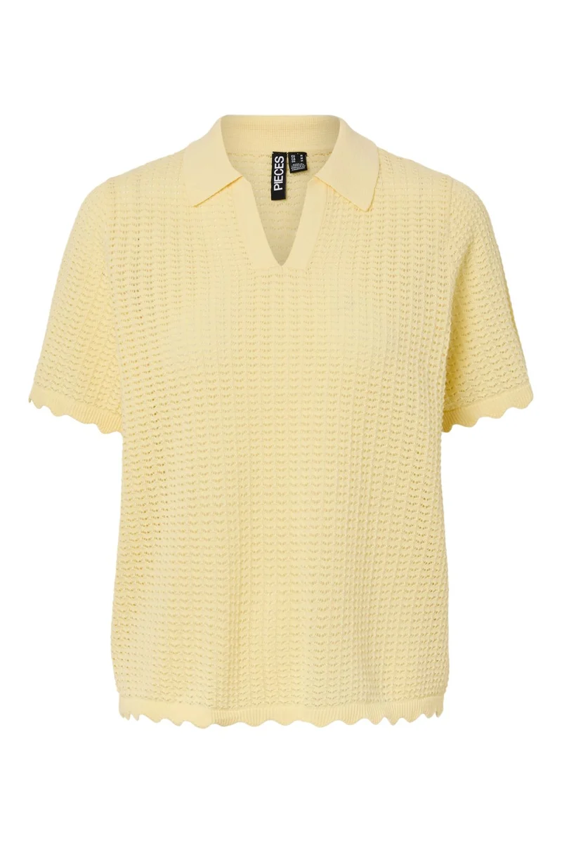 Pieces - Pcscout Ss Polo Knit Msa - 4945905 French Vanilla