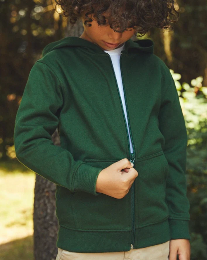 Neutral - Zip Kinder Hoodie - Bottle Green - 100% Biologisch Katoen