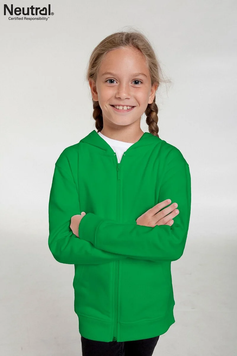 Neutral - Zip Kinder Hoodie - Green - 100% Biologisch Katoen