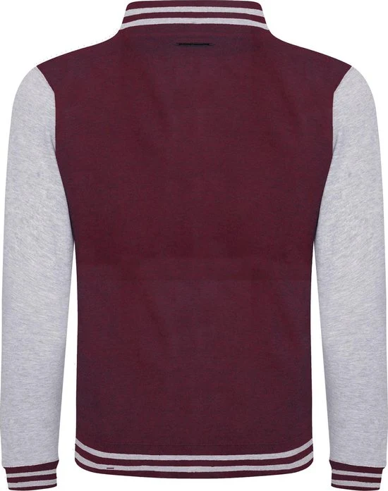 Just Hoods - Kids´ Varsity Jacket - Burgundy / Heather Grey