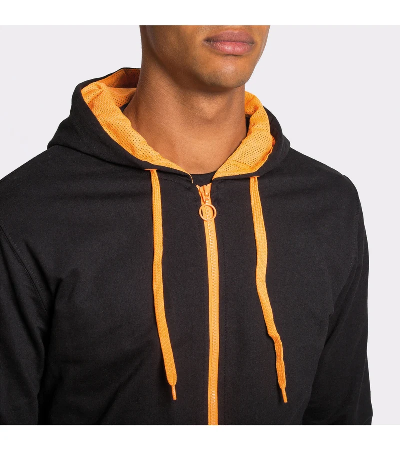 Roly - Fuji Sweater met Rits - Black 02/Fluor Orange 223