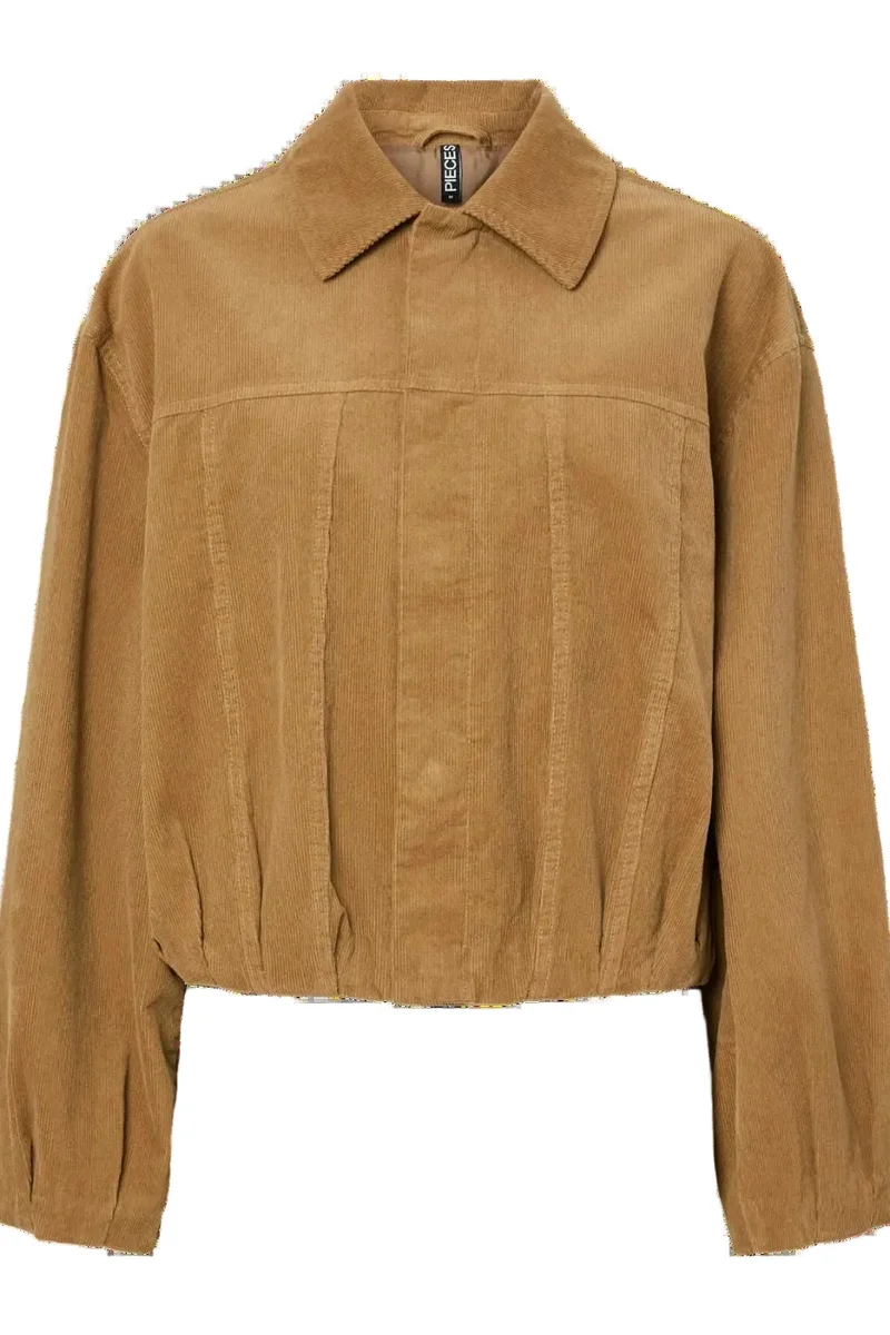 Pieces - Pcbabett Corderoy Denim Bomber - 4930898 Travertine