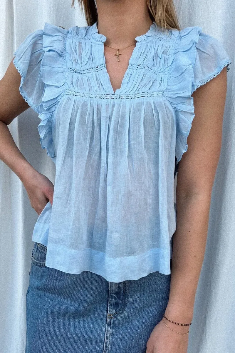 Neo Noir - Jayla S Voile Top - Light Blue