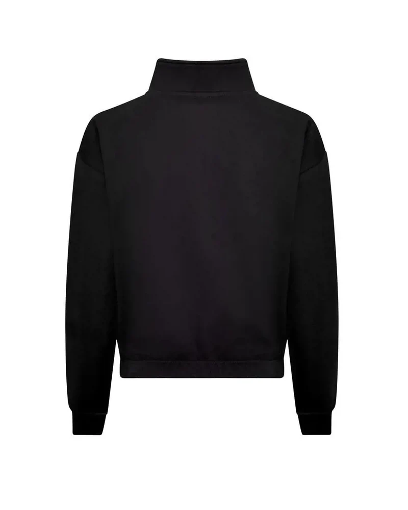 Just Hoods - Cropped 1/4 Dames Zip Sweater - Deep Black