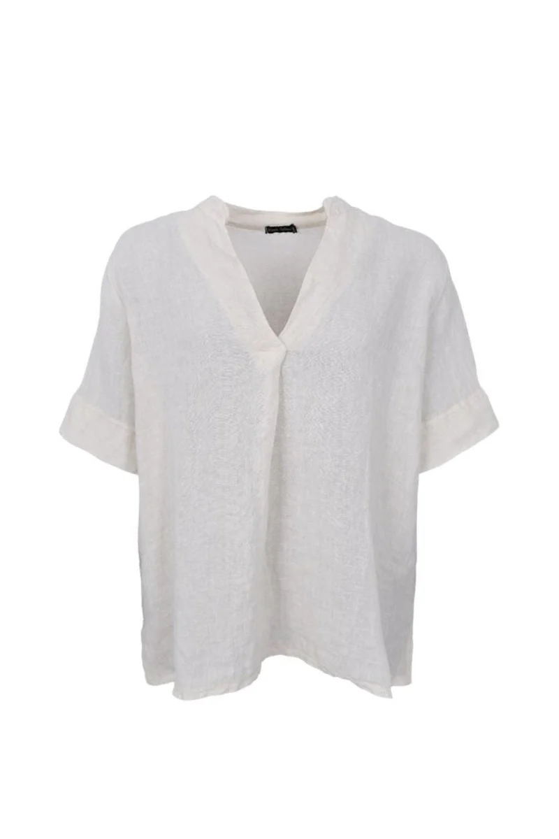 Black Colour - Bcmelina Ss Linen Blouse 40842 - Vanilla