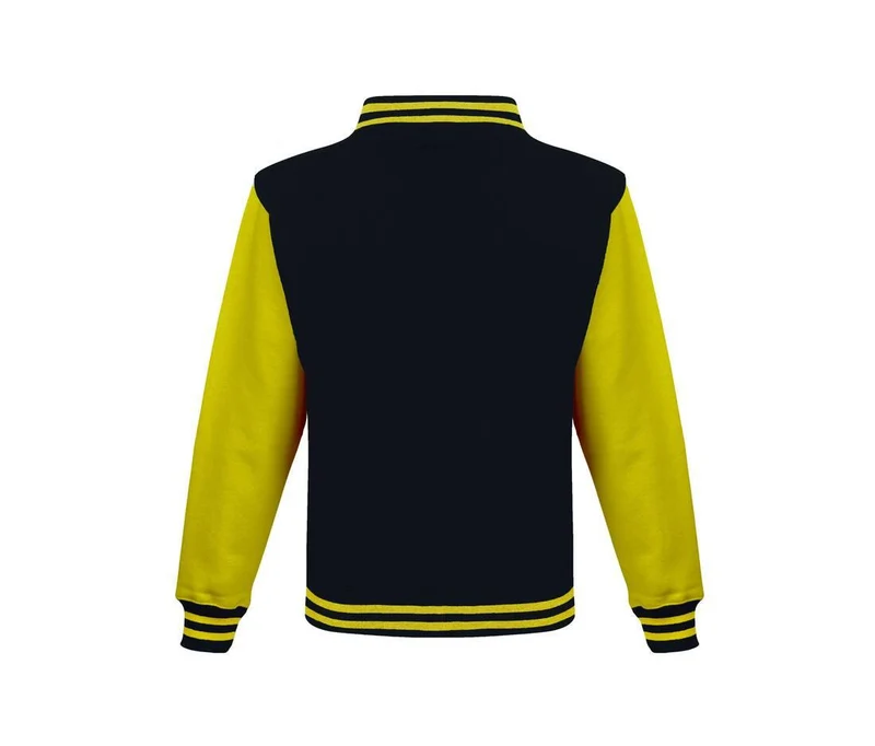 Just Hoods - Varsity Jacket - Jet Black / Sun Yellow